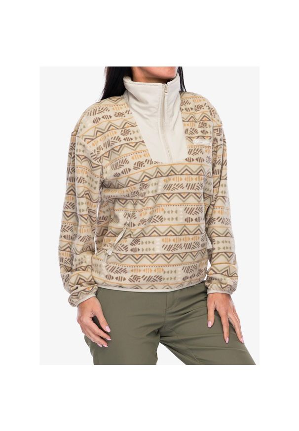 columbia - Polar damski Columbia Sequoia Grove Printed Half Zip. Kolor: beżowy. Materiał: polar. Sport: turystyka piesza
