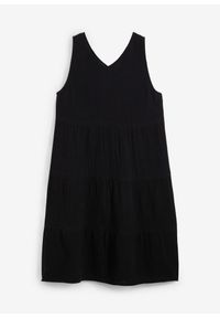 bonprix - Sukienka na ramiączkach z miękkiego muślinu. Kolor: czarny. Długość rękawa: na ramiączkach #1