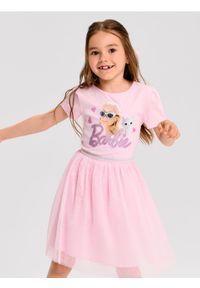 Sinsay - Sukienka z tiulową spódnicą Barbie - różowy. Kolor: różowy. Materiał: tiul