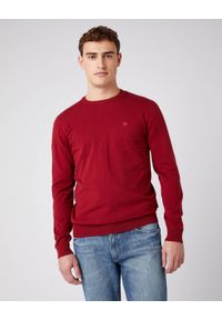 Wrangler - WRANGLER CREW KNIT MĘSKI SWETER KLASYCZNY BIKING RED W8A02PX2G 112141656. Materiał: denim. Styl: klasyczny
