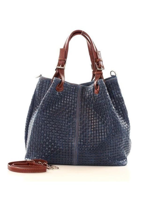 Niebieska shopperka GENUINE LEATHER