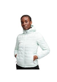 SIROKO - Damska lekka ocieplana kurtka trekkingowa Siroko Haven. Typ kołnierza: kaptur. Kolor: biały, wielokolorowy, zielony. Materiał: puch. Sport: turystyka piesza #1