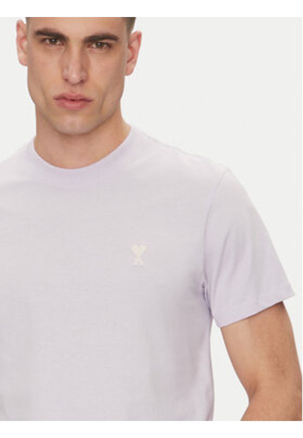 AMI PARIS - AMI Paris T-Shirt HTS060.724 Fioletowy Regular Fit. Kolor: fioletowy. Materiał: bawełna
