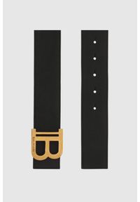 Balmain - BALMAIN Pasek damski skórzany czarny 4cm B-Belt, Rozmiar 75. Kolor: czarny. Materiał: skóra. Wzór: gładki