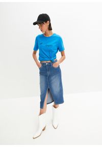 bonprix - T-shirt z czystej bawełny. Kolor: niebieski. Materiał: bawełna. Wzór: nadruk #3