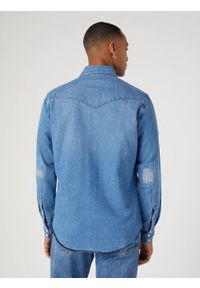 Wrangler - WRANGLER HERITAGE SHIRT MĘSKA KOSZULA JEANSOWA JEANS AUTHENTIC BLUE W5D1EM32F. Materiał: jeans