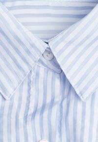 Born2be - Niebieska Koszula o Kroju Oversize z Tencelu w Paski Ozdobiona Haftem Tidine. Okazja: na co dzień, na spotkanie biznesowe, do pracy. Kolor: niebieski. Materiał: jeans, poliester. Wzór: aplikacja, haft, paski. Styl: biznesowy, casual #4