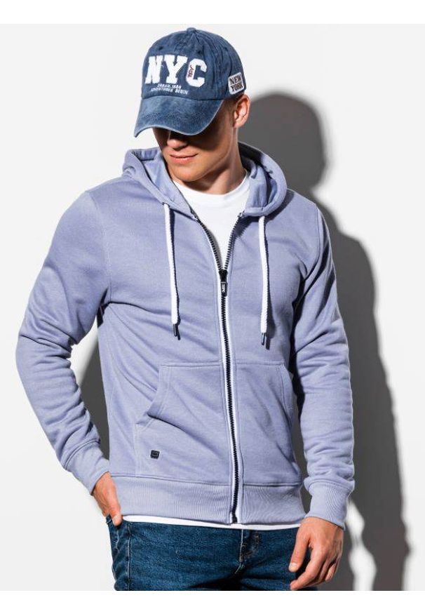 Niebieska bluza Ombre Clothing klasyczna, z kapturem