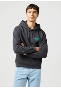 Wrangler - MĘSKA BLUZA WRANGLER SMALL LOGO HOODIE FADED BLACK 112364094