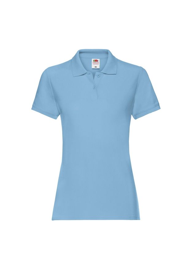 FRUIT OF THE LOOM - Damska Koszulka Polo Premium. Typ kołnierza: polo. Kolor: niebieski