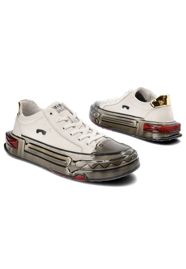 Białe Sneakersy John Doubare Męskie Skórzane Buty. Okazja: na co dzień. Zapięcie: sznurówki. Kolor: biały. Materiał: skóra