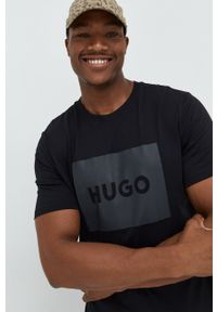 Hugo - HUGO t-shirt bawełniany 50467952 kolor czarny z nadrukiem. Kolor: czarny. Materiał: bawełna. Wzór: nadruk #7