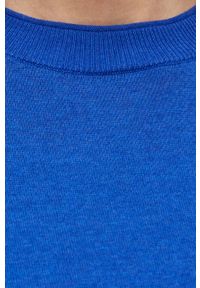 BOSS sweter damski kolor niebieski lekki. Kolor: niebieski. Materiał: dzianina. Długość rękawa: długi rękaw. Długość: długie. Styl: klasyczny #5