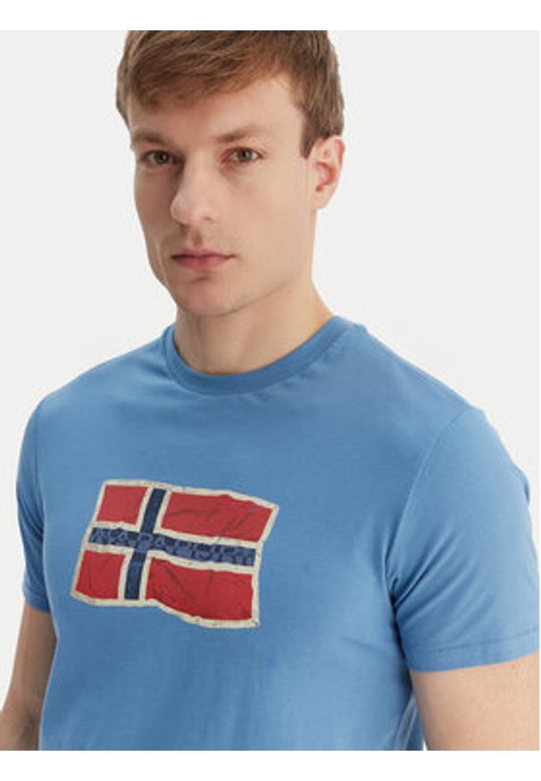 Napapijri T-Shirt S-Mahsa NP0A4FZB Niebieski Regular Fit. Kolor: niebieski. Materiał: bawełna