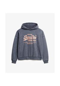 Damska metaliczna bluza z kapturem Superdry Vintage Logo. Typ kołnierza: kaptur. Kolor: czarny #1