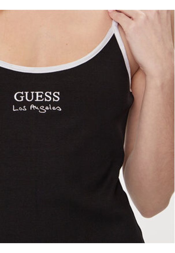 Guess Sukienka codzienna E4GK00 KBP41 Czarny Slim Fit. Okazja: na co dzień. Kolor: czarny. Materiał: bawełna. Typ sukienki: proste. Styl: casual