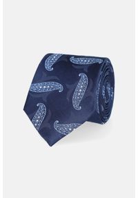Lancerto - Krawat Granatowy Jedwabny Wzór Paisley. Kolor: niebieski. Materiał: jedwab. Wzór: paisley