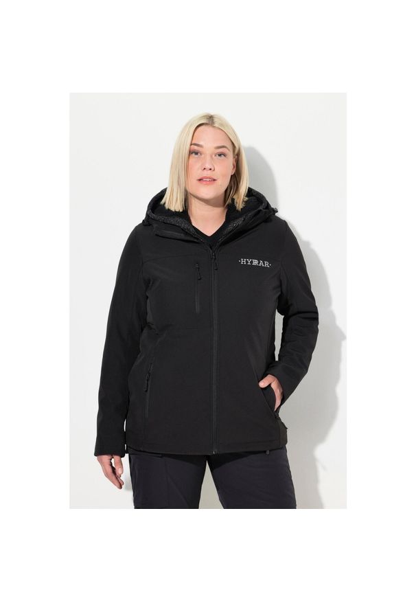 ULLA POPKEN - Damskie Kurtka softshell HYPRAR hydrofobowa stretch odblask. Kolekcja: plus size. Kolor: czarny. Materiał: materiał, poliester, elastan. Sport: turystyka piesza