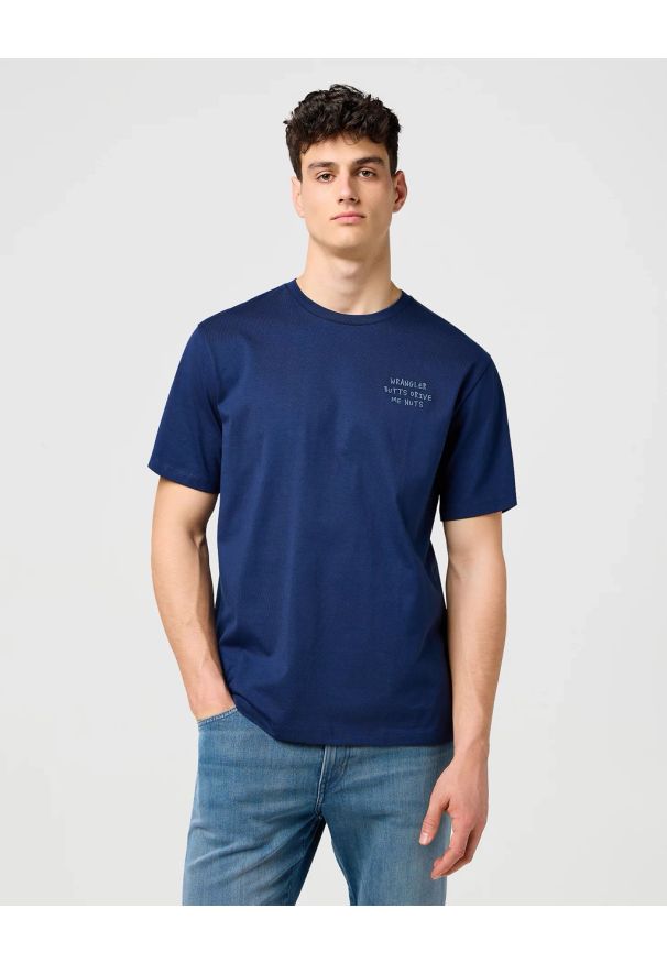 Wrangler - MESKA KOSZULKA WRANGLER EMBROIDERY TEE NAVY 112371488