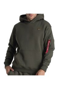 Bluza Alpha Industries 3D Small Logo 148337142 - zielona. Typ kołnierza: kaptur. Kolor: zielony. Materiał: poliester, bawełna. Wzór: aplikacja. Styl: klasyczny