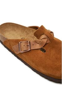 Birkenstock Klapki Boston Braided Leoi 1026713 Brązowy. Kolor: brązowy. Materiał: skóra, zamsz