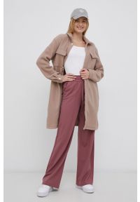 only - Only Spodnie damskie kolor różowy proste high waist. Okazja: na co dzień. Stan: podwyższony. Kolor: różowy. Materiał: tkanina, materiał, wiskoza. Styl: casual #4