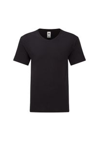FRUIT OF THE LOOM - Koszulka Unisex Dla Dorosłych Z Dekoltem W Serek. Typ kołnierza: dekolt w serek. Kolor: czarny