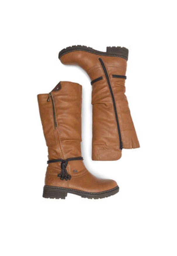 Rieker Kozaki Z4758-24 Brązowy. Kolor: brązowy. Materiał: materiał