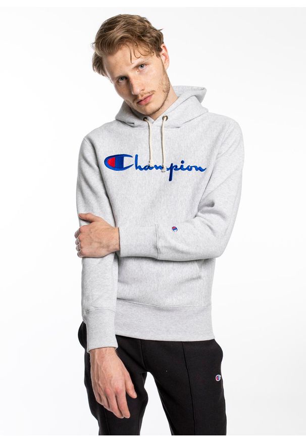 Bluza Champion Premium Script Logo Reverse Weave Hoodie (215159-EM004). Kolor: szary. Materiał: materiał. Styl: elegancki, sportowy