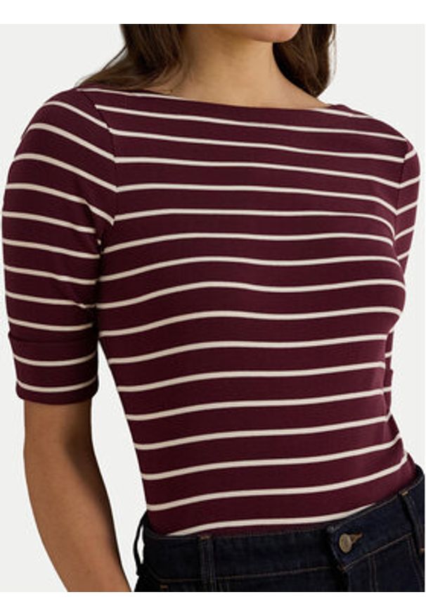 Lauren Ralph Lauren - LAUREN RALPH LAUREN Bluzka 200P03723001 Brązowy Slim Fit. Kolor: brązowy. Materiał: bawełna