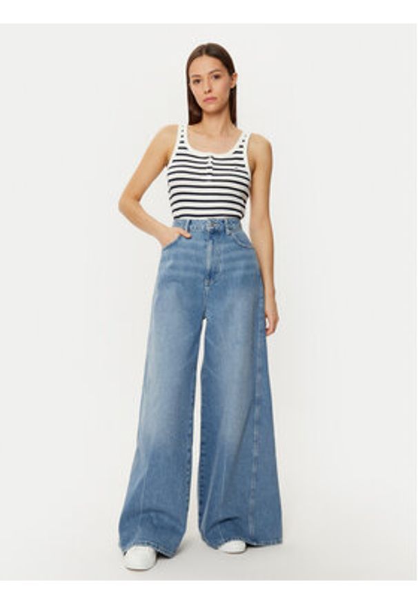 Tommy Jeans Top DW0DW19492 Kolorowy Slim Fit. Materiał: bawełna. Wzór: kolorowy
