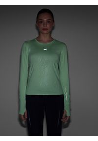 4f - 4F Longsleeve do biegania szybkoschnący damski - zielony M. Kolor: zielony. Materiał: włókno, elastan, dzianina, materiał, syntetyk. Długość rękawa: długi rękaw. Długość: krótkie. Wzór: gładki, nadruk, ze splotem. Sport: bieganie, fitness