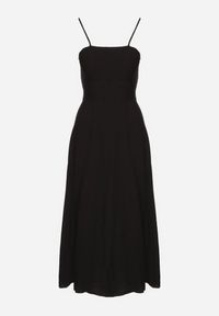 Born2be - Czarna Rozkloszowana Sukienka z Wiskozą Meravela. Okazja: na co dzień. Kolor: czarny. Materiał: wiskoza. Długość rękawa: na ramiączkach. Styl: casual, elegancki #3