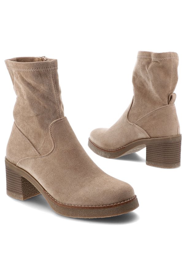 Beżowe Botki S.Barski Damskie Buty Zapinane Na Suwak. Okazja: na co dzień. Kolor: beżowy. Materiał: materiał. Szerokość cholewki: normalna. Sezon: wiosna, jesień. Obcas: na obcasie. Styl: klasyczny, casual, elegancki. Wysokość obcasa: średni