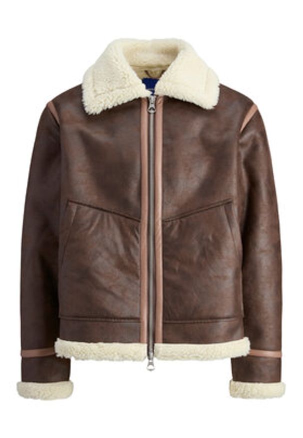 Jack & Jones Kurtka z imitacji skóry Liverpool 12282948 Brązowy Regular Fit. Kolor: brązowy. Materiał: skóra