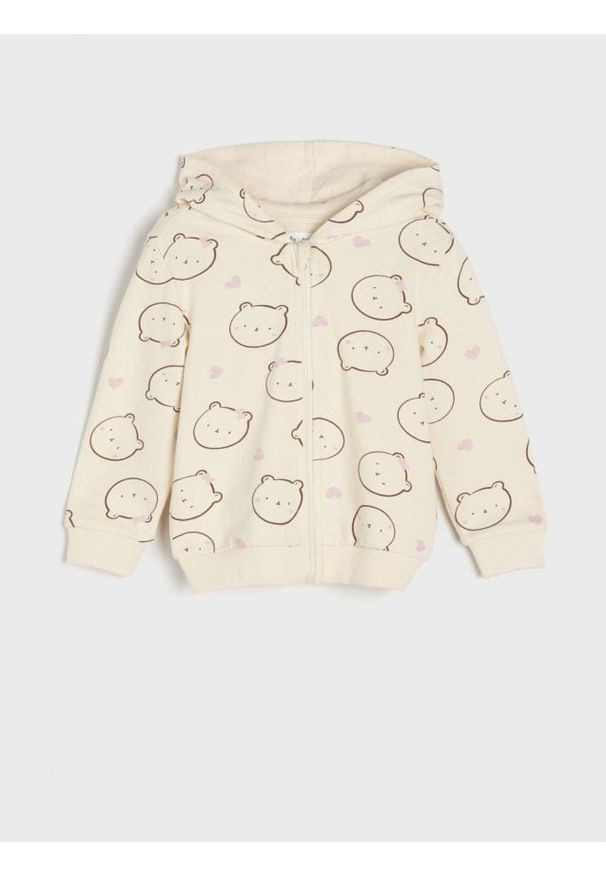 Sinsay - Bluza - kremowy. Kolor: kremowy. Materiał: bawełna, dzianina