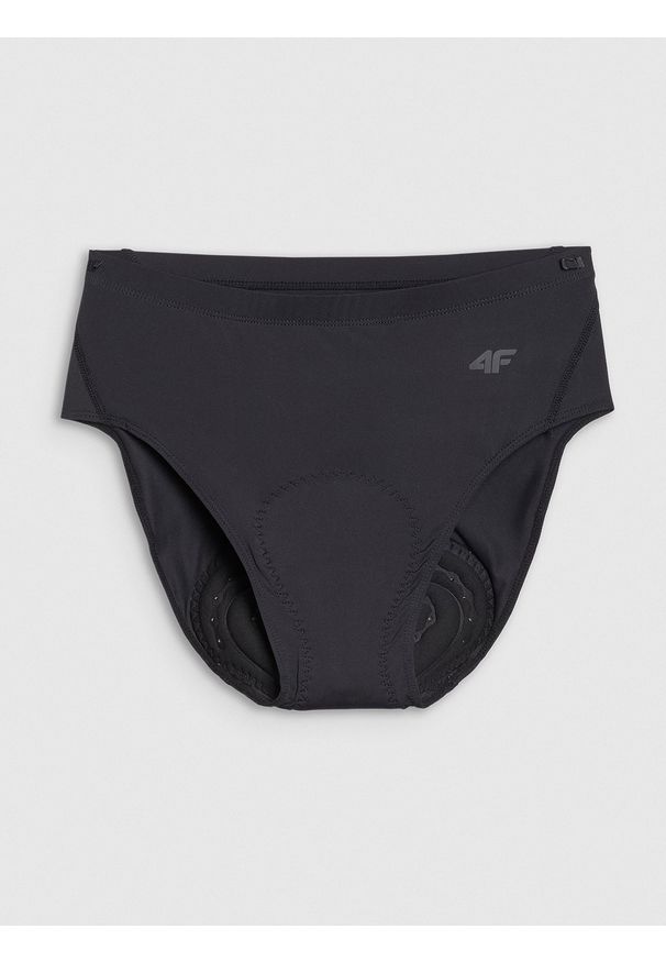 4f - 4F Majtki rowerowe damskie - czarne L. Stan: obniżony. Kolor: czarny. Materiał: dzianina, materiał, syntetyk, włókno, elastan, tkanina. Długość: krótkie. Wzór: gładki, ze splotem. Sport: kolarstwo