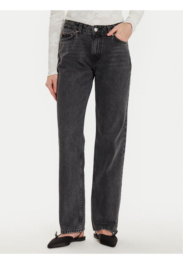 Gina Tricot Jeansy 21489 Czarny Straight Fit. Kolor: czarny