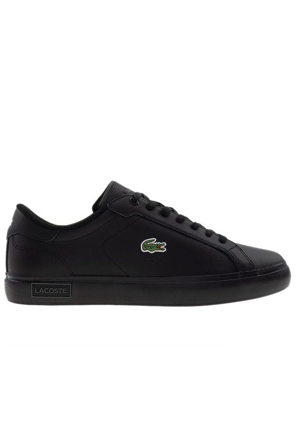 Buty Lacoste Powercourt 125 2 SMA 749SMA0081-02H - czarne. Okazja: na co dzień. Zapięcie: sznurówki. Kolor: czarny. Materiał: skóra, guma. Wzór: gładki, aplikacja