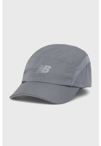 New Balance czapka LAH91003 kolor szary z nadrukiem. Kolor: szary. Materiał: materiał. Wzór: nadruk
