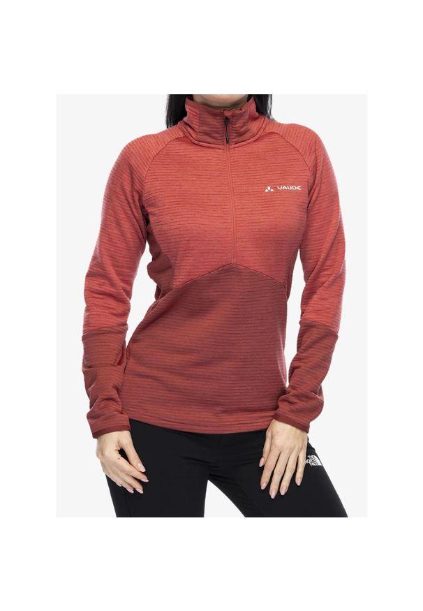 Bluza polarowa damska Vaude Larice HZ Fleece Jacket. Kolor: czerwony. Materiał: polar