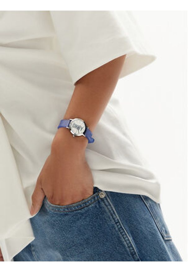 DKNY Zegarek NY6661SET Granatowy. Kolor: niebieski