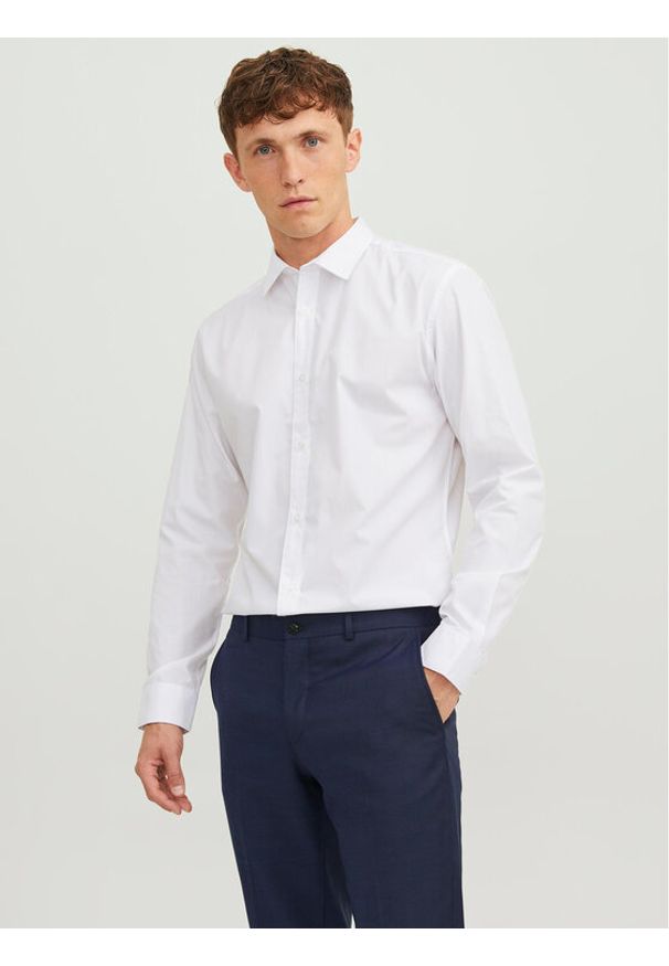 Jack & Jones - Jack&Jones Koszula 12187222 Biały Slim Fit. Kolor: biały. Materiał: bawełna, syntetyk