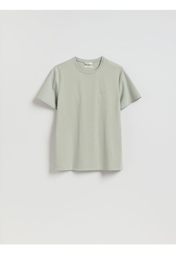 Reserved - T-shirt slim z bawełną merceryzowaną - jasnozielony. Kolor: zielony. Materiał: bawełna