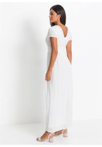 Długa sukienka letnia z koronką bonprix biel wełny. Kolor: biały. Materiał: wełna, koronka. Wzór: koronka. Sezon: lato. Długość: maxi #6