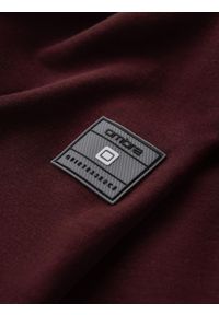 Ombre Clothing - Rozpinana bawełniana męska bluza dresowa bomberka – bordowa V13 OM-SSZP-0215 - XXL. Okazja: na co dzień. Kolor: czerwony. Materiał: bawełna, dresówka. Wzór: aplikacja. Styl: sportowy, elegancki, casual #5