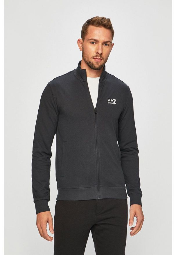 EA7 Emporio Armani Bluza męska kolor szary gładka. Kolor: szary. Materiał: dzianina. Wzór: gładki