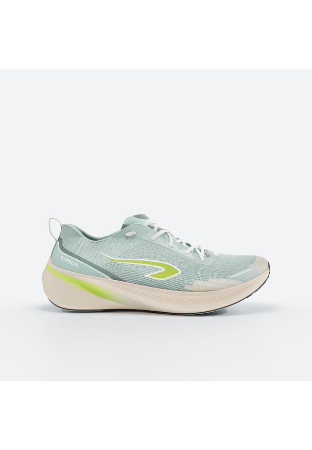 KIPRUN - Buty do biegania damskie Kiprun Cushion 500. Kolor: wielokolorowy, beżowy, niebieski, zielony. Szerokość cholewki: normalna