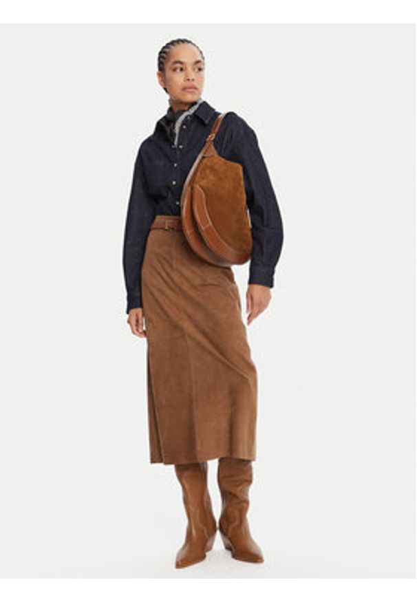 Polo Ralph Lauren Torebka 428938748001 Brązowy. Kolor: brązowy. Materiał: zamszowe, skórzane