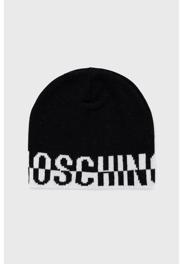 MOSCHINO - Moschino czapka z domieszką wełny kolor czarny z domieszką wełny. Kolor: czarny. Materiał: wełna